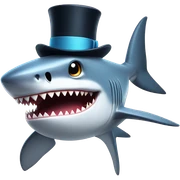 Shark with a top hat sticker