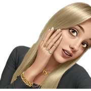 blonde girl with jewelry sticker