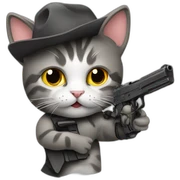 cat with gun sticker