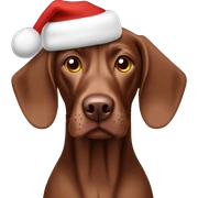 dark brown Vizsla Weimaraner Dog wearing christmas hat sticker