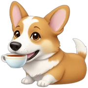Corgi sipping tea sticker