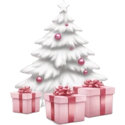 Light pink Christmas gifts under a white Christmas tree  sticker