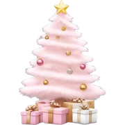 Light pink Christmas gifts under a white Christmas tree  sticker