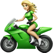 blonde woman and strong man on green racing motorcycle sticker