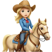 Blonde cowgirl riding a horse sticker
