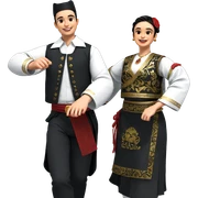 smiling couple in traditional attire sticker