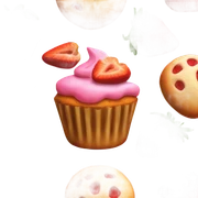 Strawberry muffin with sweets on top sticker