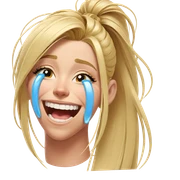 blonde girl with joyful tears sticker