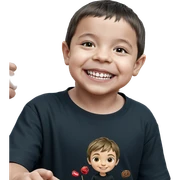 smiling boy in black shirt sticker