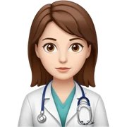 Female doctor with brown hair and white  sticker