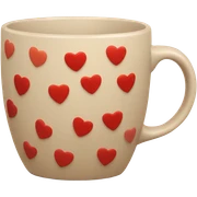 beige mug with red hearts around it sticker