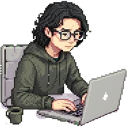 Guy with 3 inch long black hair and glasses on his laptop sticker