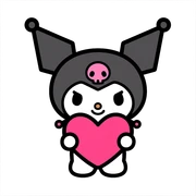 Kuromi holding a heart, sweet and charming sticker