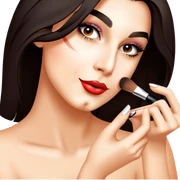 She is doing make up sticker