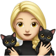 Blond girl with black cat on hands sticker