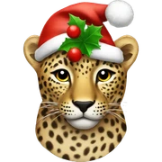 leopard with christmas hat on sticker