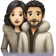 Dark haired White couple in long fur coats sticker