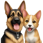 German Shepherd with a kitten sticker