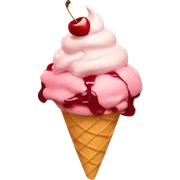 Topping with cherry Icecream, and sun sticker