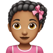 biracial girl with one side braid in hair with pink bow sticker