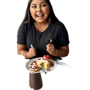 girl with dessert at table sticker