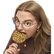 girl enjoying food with jewelry sticker