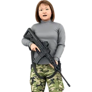 girl with guns and flags sticker