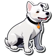 White dog sticker