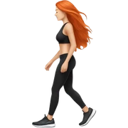 beautiful fair skin red orange long hair white girl cardio black leggings black top beautiful girly full body workout walking headphones side profile sticker