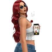 red haired girl with jewelry sticker