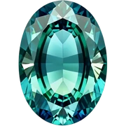 Oval cut indicolite tourmaline showing rich blue color with slight green undertones sticker
