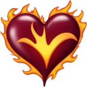 Burgundy heart on fire sticker