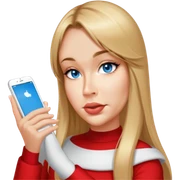 female, wearing red shirt, long mittle-blonde hair with volumnious curtan bangs sticker