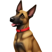 belgian malinois dog with a brindle coat wearing a red collar  sticker