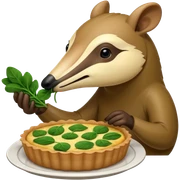An anteater Eating spinach quiche sticker