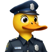 Duck with police cap sticker
