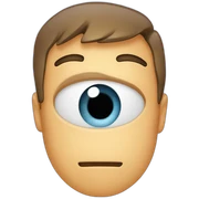 face with "peeking" eye sticker