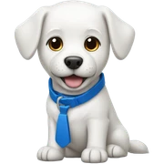 White dog with blue collar sticker