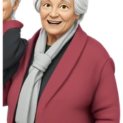 smiling elderly woman with white hair sticker