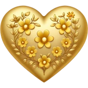 Gold flowery Heart sticker
