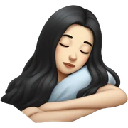 pale girl with long black hair sleeping  sticker