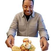 boys enjoying food together sticker