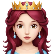 Beautiful long burgundy haired girl wearing a princess crown sticker