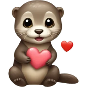 Baby otter with heart sticker