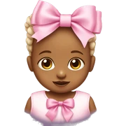 baby wearing a pink bow sticker