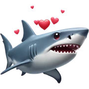 shark with hearts sticker