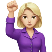 Blonde lady’s fist raising with purple clothes sticker