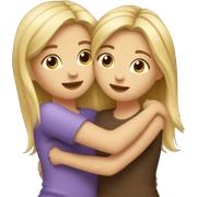 Blonde and brown hair girl hugging  sticker