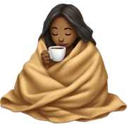 girl inside a blanket sipping coffee eyes closed sticker