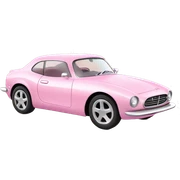 Pastel Pink Car "A sleek pastel pink car with glowing headlights, sparkling wheels, and a magical light trail following behind as it moves." sticker